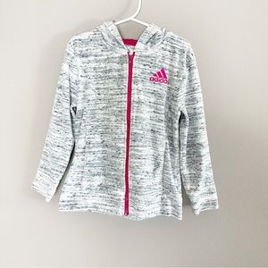 Adidas Girls Grey Long Sleeve Full Zip Hooded Sweatshirt Size 6X
